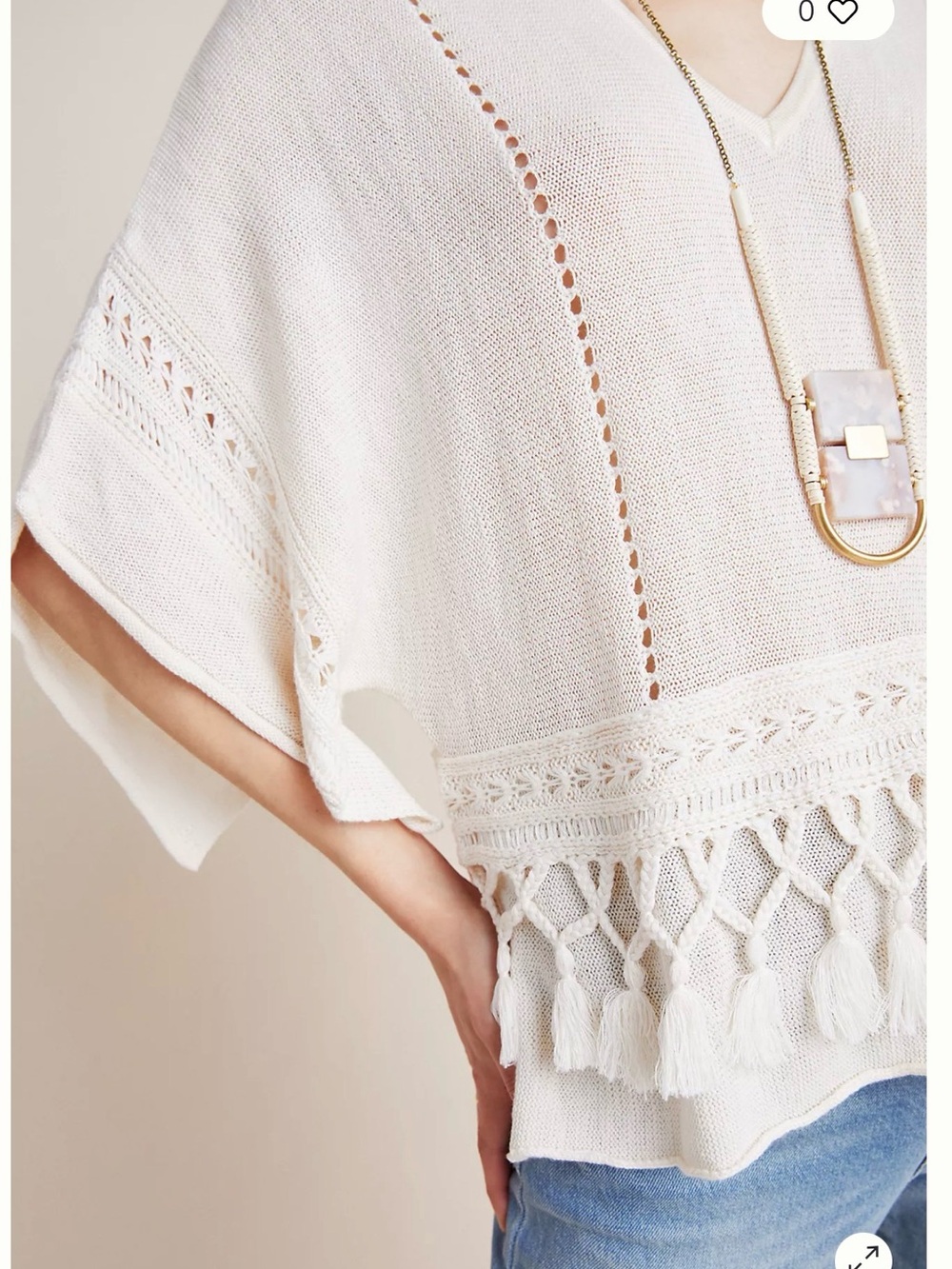 Anthropologie Kaya Tasseled Pullover Sweater Top 🐚